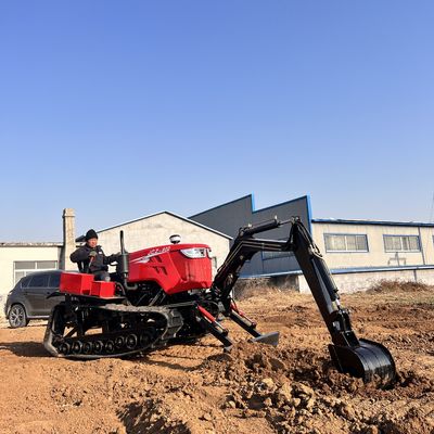 धान के खेत / सूखी भूमि रबर ट्रैक फार्म क्रॉलर ट्रैक्टर ट्रेंचर / रोटरी टिलर के साथ
