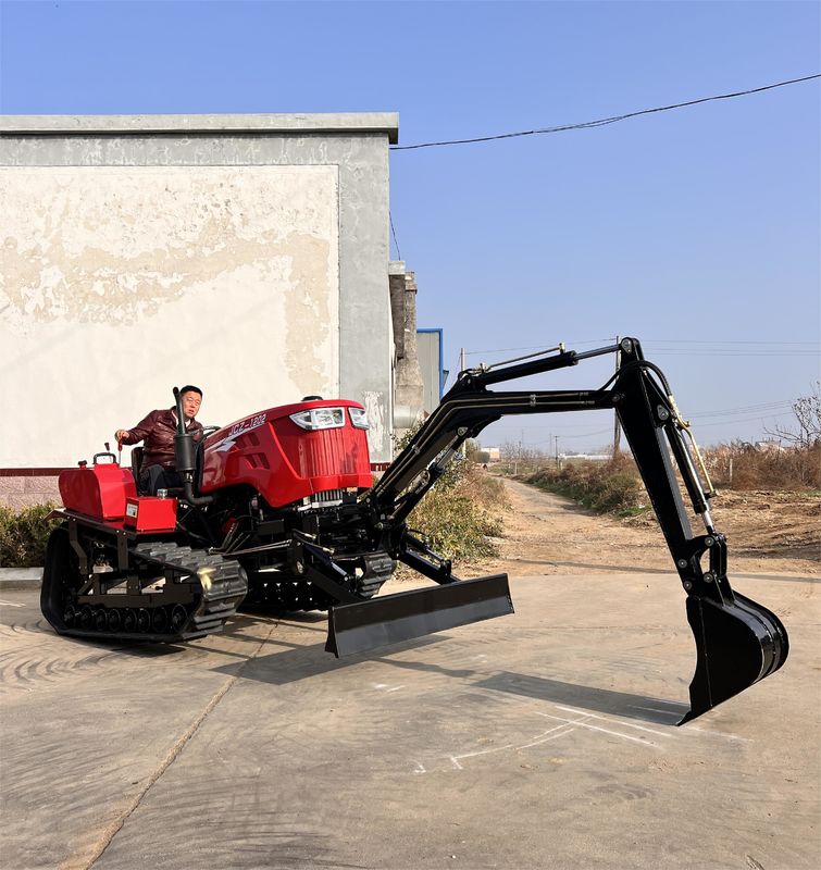 धान के खेत / सूखी भूमि रबर ट्रैक फार्म क्रॉलर ट्रैक्टर ट्रेंचर / रोटरी टिलर के साथ